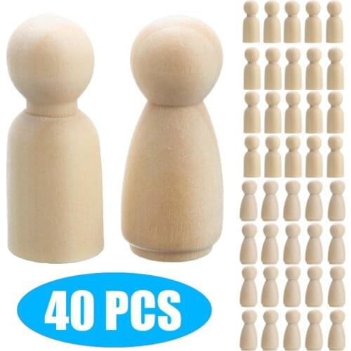 40pcs 35mm Wooden Doll Bodies People Bodies Wedding Cake Topper Wooden Doll Bodies Art DIY Decorations Toys