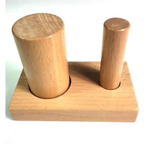Montessori materials baby infant wooden toy thick and thin cylinders 0-3years baby toy beech wood varnished