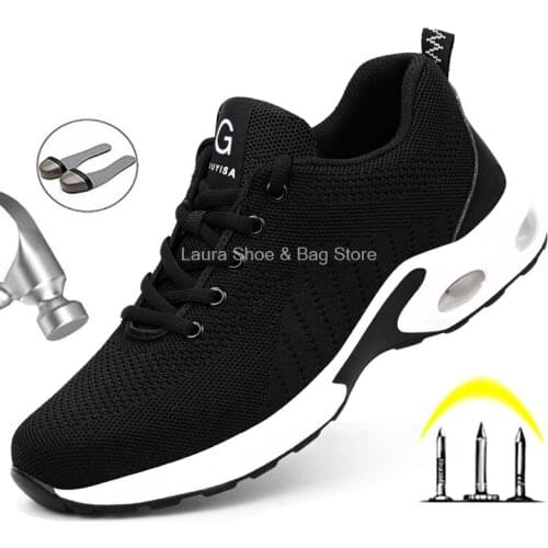 Fashion Safety Shoes Men Steel Toe Shoes Anti-puncture Work Sneakers Indestructible Work Sefety Boots Male Shoes Work Boots
