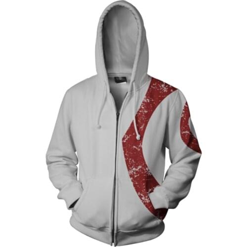 God of War Ghost of Sparta Hoodie Kratos Mens Casual Hoodies Sweatshirts 3D Print Hooded Zipper Coat Thin Tops