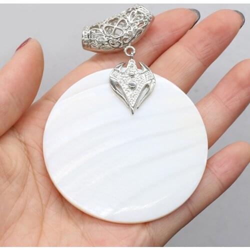 New Style Natural Stone Pendant Round Shell For Jewelry Making DIY Necklace Bracelet Earrings Accessory
