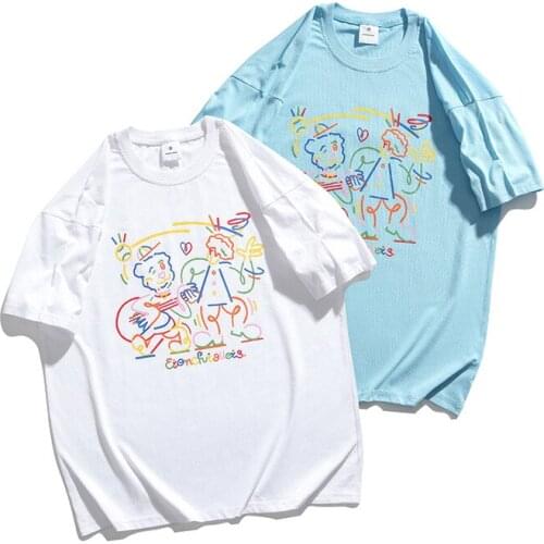 2021 Creative and Interesting Printed Shirt T-shirt Japanese Loose Summer Tide New Short-sleeved T-shirt Tide Women Couple Tide