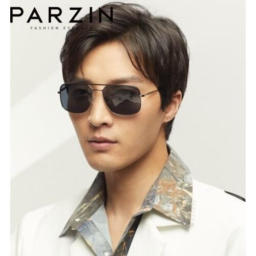 PARZIN Nylon Fashion Polarized Sunglasses for Men Vintage Brand Designer Sun Glasses Mens Alloy Black Goggles Gafas De Sol 8309