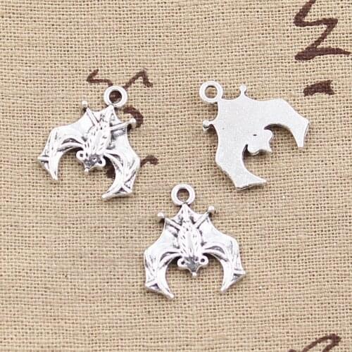 15pcs Charms Upside Down Bat Vampire Dracula 20x17mm Antique Bronze Silver Color Pendants Making DIY Handmade Tibetan Jewelry