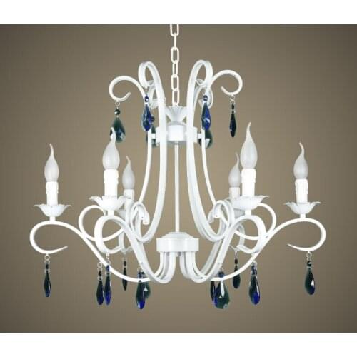 Hanging lighting fixtures Lights Multiple Chandelier style pastoral blue crystal lamps bedroom living ZX159