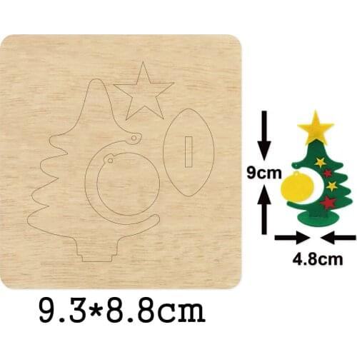 Christmas Tree Birthday Cake Decor Plug-in Flag Handwork Wooden Mold Wood Die DIY Leather Cloth Paper Craft Christmas Pendant