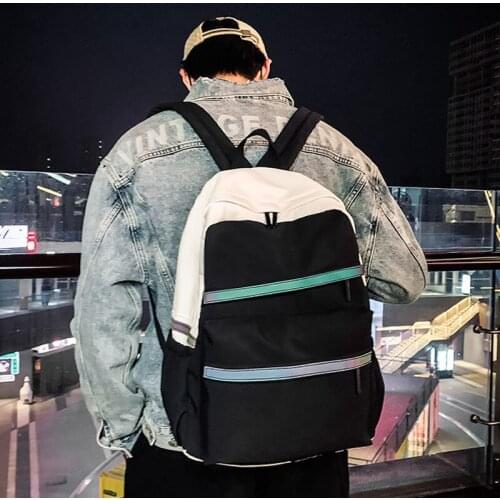 Reflective strip School Bag For Girl Boy Travel Women Backpack Youth Men College Student Laptop Couple Book Rucksack Preppy