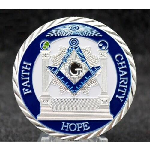 FAITH CHARITY HOPE silver plated Masonic medals coins Freemasonry coins collectibles Proud Freemason coins Souvenir
