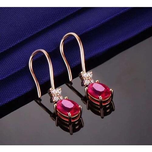 Natural Real Ruby Earring Real 925 Silver sterling Fine Charm Jewelry for Women Ruby Earring