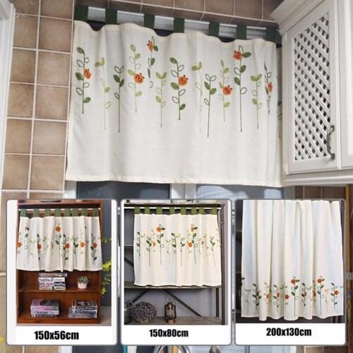 Wool Embroidery Half-Curtain For The Kitchen Cabinet Window Valance Curtains Short Pastoral Style Small Cafe Curtain