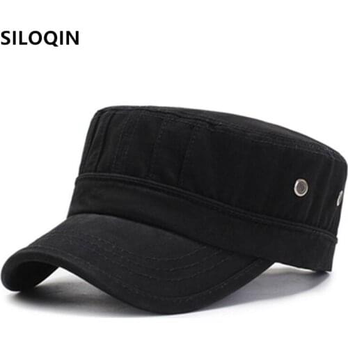 SILOQIN Washed cotton army military hats for men tongue caps mens flat cap mesh breathable caps adjustable brands snapback cap