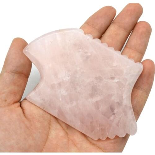 Z Shape Natural Rose Quartz Jade Guasha Mssager, Neck Gua Sha Therapy to Stroke The Skin