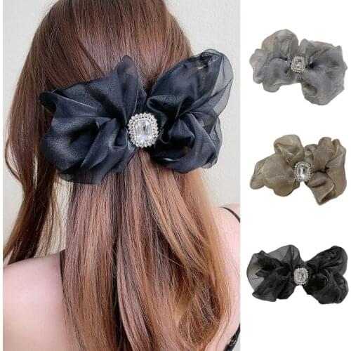 Women Knotted Bowknot Hair Clips Organza Bow Hair Barrettes Big Bowknot Spring Hairpins Elegant Hair Decor Photo Props
