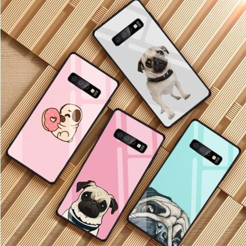 Animal Cute Pug Dog Tempered Glass Phone Case For Samsung Galaxy S8 S9 S10 S20 PLUS J6 J8 2018 NOTE 8 9 10 Cover Shell
