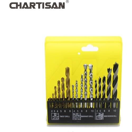 CHARTISAN 16pcs Mixed Multifunction Drill Bit Set for metal/ceramic tile/wall/wood drilling