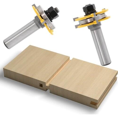 2Pc 12mm Shank Rail Lock Miter Router Bit Woodworking Tenon Milling Cutter Tool Drilling Milling for Wood Router Cone Tenon