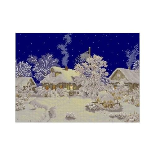 33- Winter in the Village Counted Cross Stitch 11CT 14CT 18CT Cross Stitch Kits Embroidery Needlework Sets