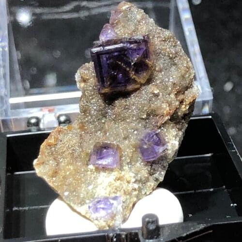 6gNatural rare purple fluorite and quartz mineral teaching specimen HEALING CRYSTAL QUARTZ GEM home decoration (send box)