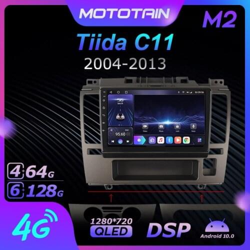 Mototain Autoradio automotive Radio 2 Din for Nissan Tiida C11 2004 - 2013 Android 10.0 Multimedia 4G LTE 6G Ram 128G Rom