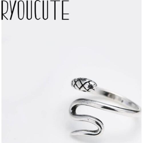 Bohemian Real Silver Color Snake Rings Gifts for Women Wedding Ladies Fashion Adjustable Antique Rings joyas de plata