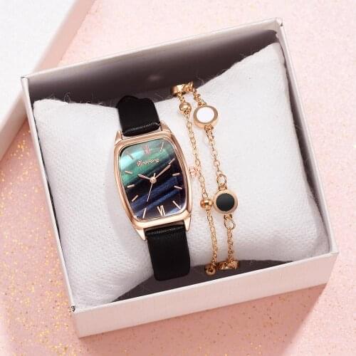 Relojes Para Mujer Ladies Leather Watch Luxury Watches Quartz Watch Marble Dial Casual Women Bracele Watch Bayan Kol Saati gift