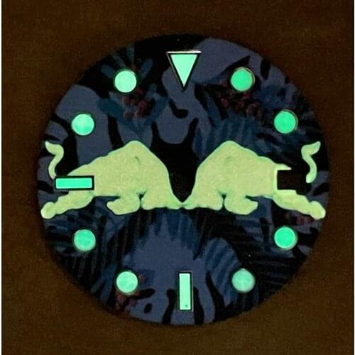 Accessory watch dial 28.5mm green luminous, suitable for NH35, 8215, 2813 automatic mechanical movement modification watches