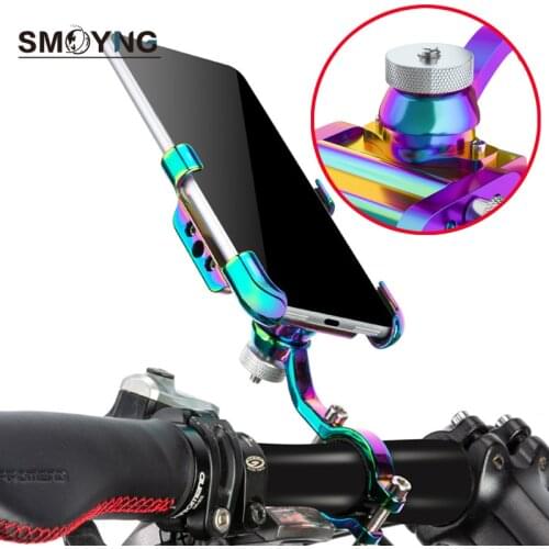 SMOYNG Aluminum Alloy Colorful Bike Motorcycle Phone Mount Holder Bracket Adjustable Support Bicycle Handlebar For iPhone Xiaomi