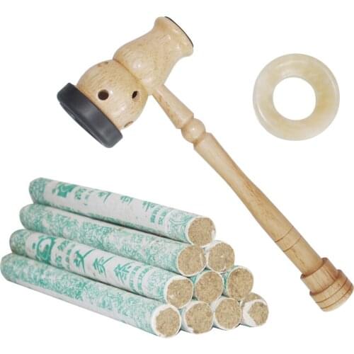 Wood moxibustion box, wooden hoist, moxibustion box, navel massage burner set ,10 Rolls five years Pure Moxa sticks
