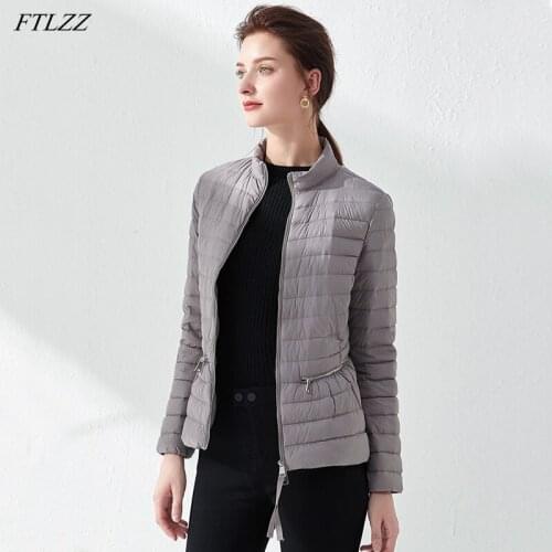 Ftlzz 2021 Winter Women Fashion Slim Waist Coat Jackets Ultra Light Down Jacket Weightless Parkas Light Weight Waterproof