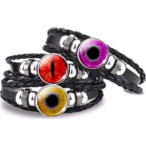 Sauron Eye Gothic Steampunk Bracelet Sauron Eye Demon Eye Jewelry Monster Eye Leather Braided Bracelets Funny Couple Bracelet
