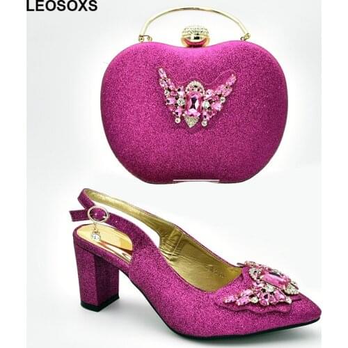 Italian Shoe and Bag Set for Party In Women Rhinestone Wedding Shoes Ladies Sandals with Heels Women Shoes and Bag Set In Italy