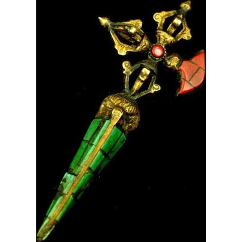 Nepal Tibetan Buddhism Copper Vajra Pestle Vajvakilaka Exorcism Tool