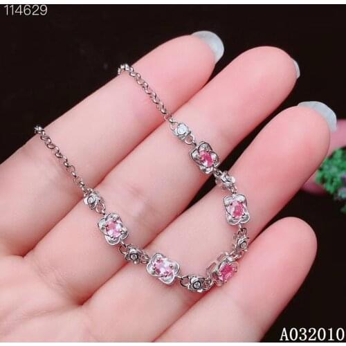 KJJEAXCMY fine jewelry 925 sterling silver inlaid natural pink sapphire bracelet popular girl new hand bracelet support test
