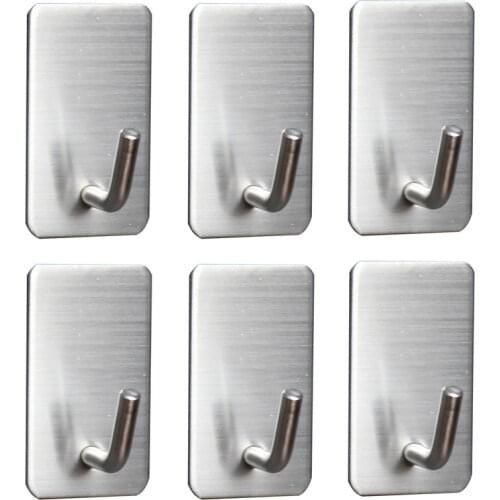 Adhesive Stainless Steel Wall Hook Kitchen Home Bathroom Shower Hooks Bath Ball Hanger Holder Rack Key Bag Robe Hanging Hooks