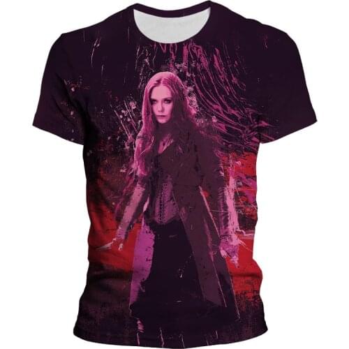 Summer T-shirt Harajuku Fashion Marvel The Avengers Wanda Scarlet Witch T Shirt Mens Woman Leisure Streetwear Harajuku Tshirt