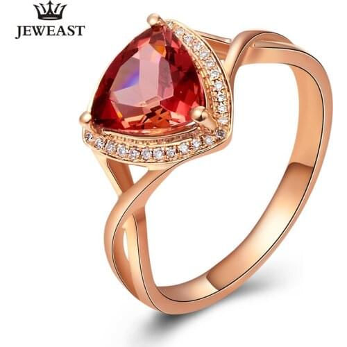 LSZB Natural red tourmaline 18K Pure Gold 2020 New Hot Selling Top Ring Women Shape Ring For Ladies Woman Genuine Jewelry