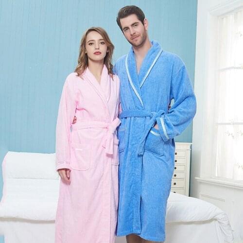 Toweling Terry Robe Male&Female Casual Homewear 100% Cotton Lovers Hotel Robe Solid Men And Women Robe Bathrobe Soft Sleeprobe