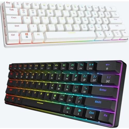 DK61 Mechanical Keyboard, Rgb Bluetooth Backlit Wired Dual-Mode Keyboard Suitable for Game Lovers