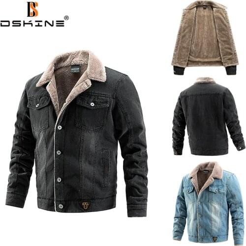 Men Winter Fleece Warm Denim Jacket Brand 2021 New High Quality Fashion Casual Denim Coat Men Retro Classic Slim Mens Jackets