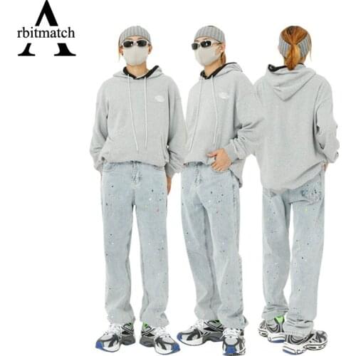 Arbitmatch Men Jeans Colored Stars Hip Hop Mens Pants Streetwear Long Man Pants Washed Baggy Jeans Vintage Denim Trousers Men