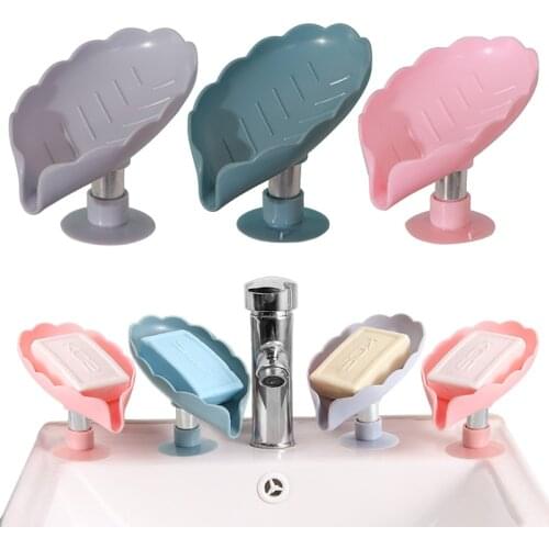 Leaf Shape Soap Box Drain Soap Creative Drainage Toilet Soap Shelf Fat Soap Box Free Perforated Lotus Leaf Suction Cup Laundry