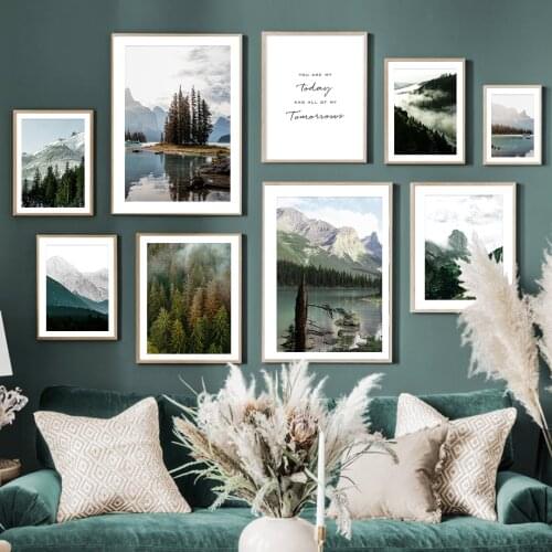 Natural Landscape Mountain Lake Forest Scandinavian Wall Art Canvas Painting Nordic Posters And Prints Decor Pictures For Home