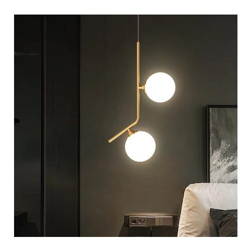 Nordic Led Glass Ball Small Pendant Lamp Golden Copper Hanging Light for Bedroom Bedside Living Room Indoor Decoration Fixtures