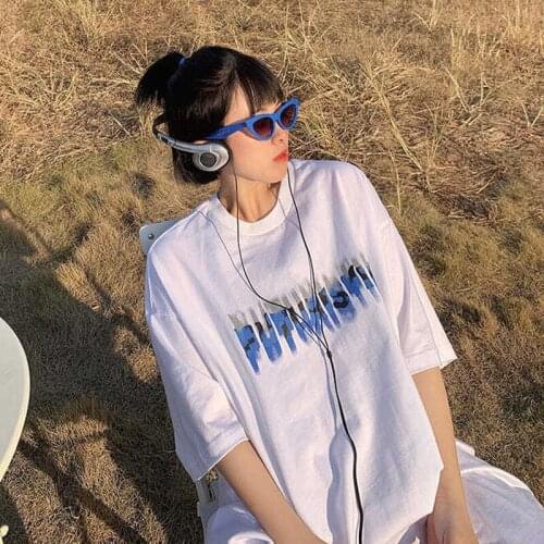 PNEIME New Men and Women 100% Cotton Half-sleeved Tops, Female Students Korean Loose Trend T-shirts Couples Fashion Pullovers