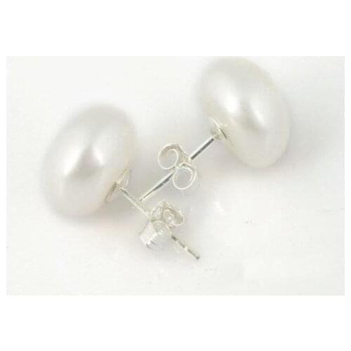 New Arrival Favorite Pearl White Cultured Pearl Stud Earrings Huge Size 12-13mm S925 Sterling Silver Stud Fine Jewelry Lady Gift