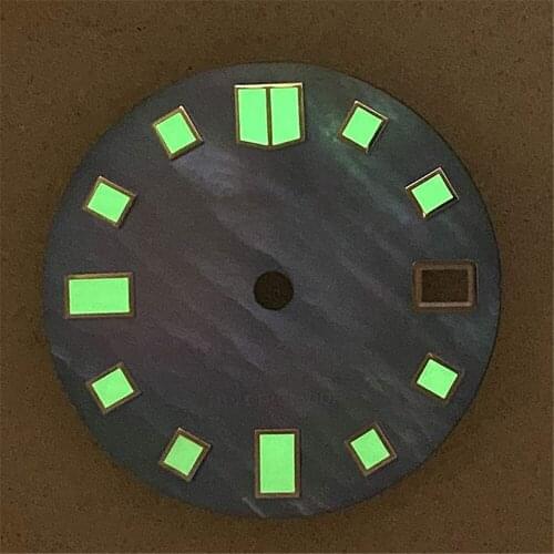 Brand New 28.5MM Blue Shell Watch Dial C3 Green Luminous Dial Replacement Part for NH35/NH36/4R36 Watch Movement