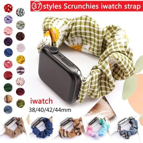 Scrunchies Women Watch Strap for Apple Watch Band 40mm 42mm 44mm 38mm Elastic Bracelet Band for IWatch Series 6 5 4 3 Wristband