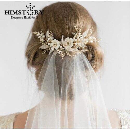 Romantic Gold Bridal Hair Comb Handmade Pearl Beads Wedding Hair Accessories Women Headpiece Vine Party Festival Hair Jewelry