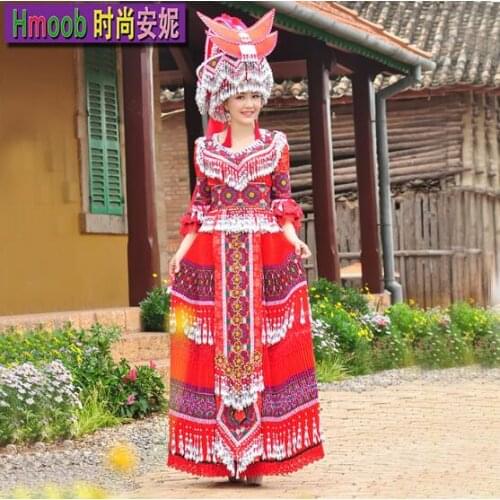 Luxury Miao dress Wedding Minority clothes Yunnan Wenshan Pleated dress Hmong
