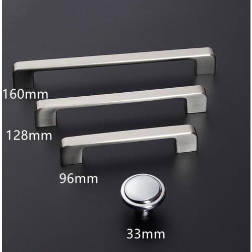 96128160 modern simple furniture handle silver chrome kitchen cabinet drawer pull knob stainless steel dresser handle 5" 6.3"